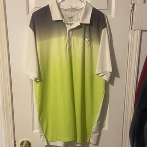 Puma Men's Lime and White Gradient Polo Shirt